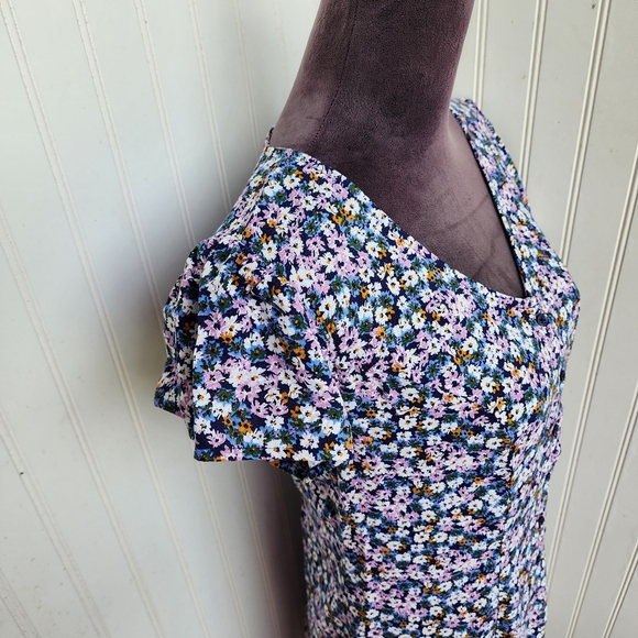 Arizona Jean Co. Fit & Flare Dress Women Multi Floral Rayon Button Front Sz M - Picture 9 of 12